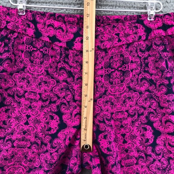 Ann Taylor Pants Womens 10 Pink Lace Print Cropped Jogger Tapered Leg Pockets - Picture 7 of 13